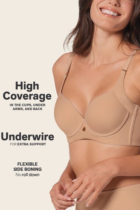Leonisa Back Smoothing Bra With Soft Full Coverage Cups
